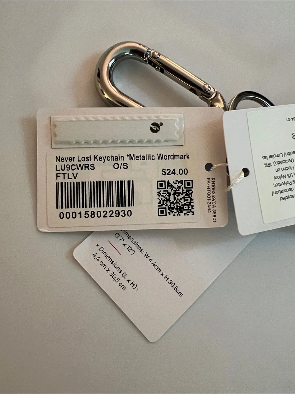Lululemon Faint Lavender Purple Never Lost Keychain NWT